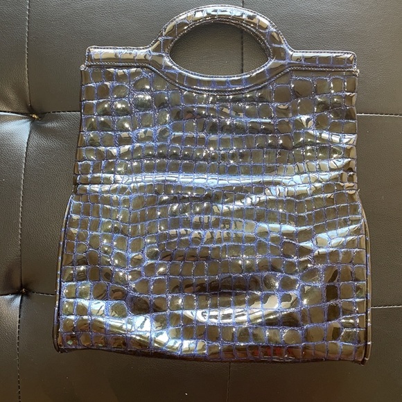 MCM Blue Crocodile Embossed Patent Leather Bag - Picture 10 of 10